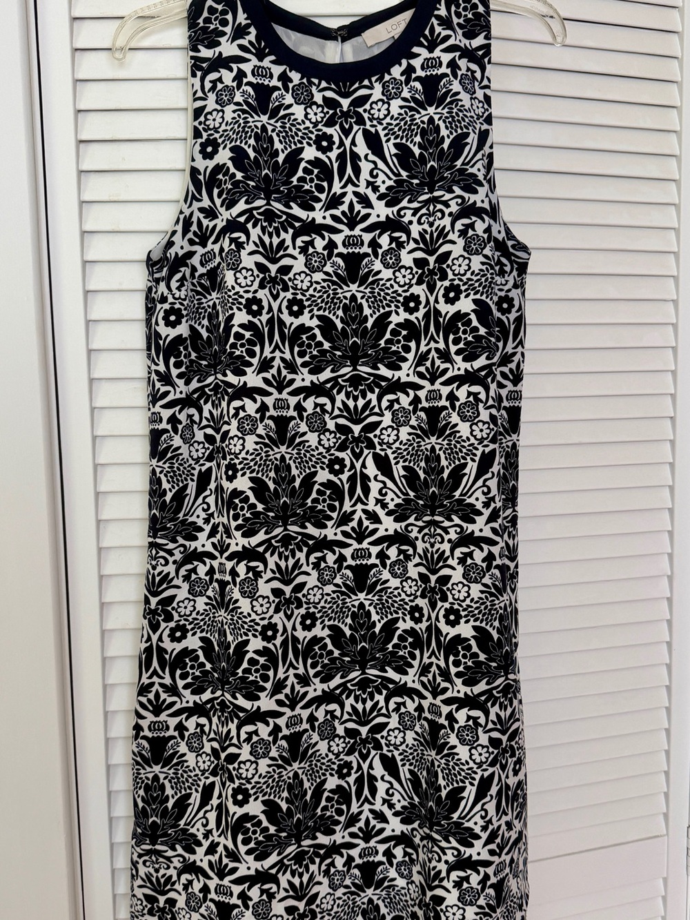 LOFT Blue & White Floral Midi Sheath Dress